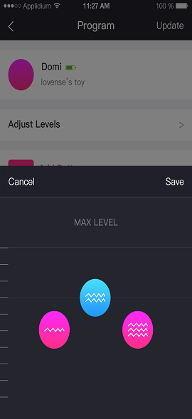 Lovense Remote -appens skærmbillede 3 stabile niveauer.
